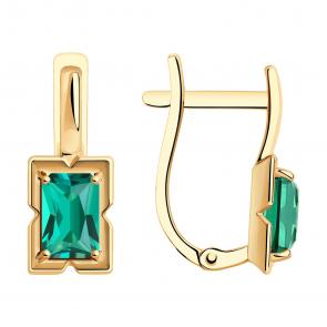 Золотые серьги SOKOLOV с гидротермальным изумрудом 727772 фото