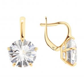 Золотые серьги SOKOLOV с горным хрусталём 727794 фото