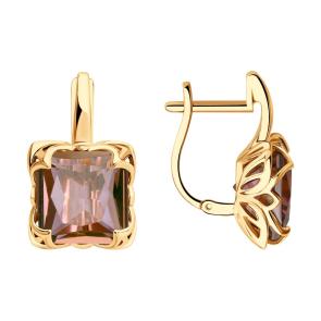 Золотые серьги SOKOLOV с ситаллом цвета Султанит 727834 фото