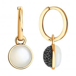 Золотые серьги-трансформеры SOKOLOV с лунным камнем и фианитом 727875 фото