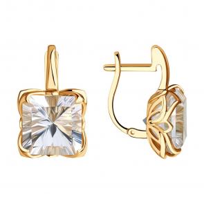 Золотые серьги SOKOLOV с горным хрусталём 727877 фото