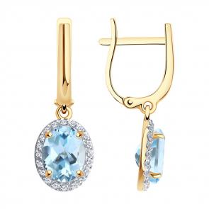 Золотые серьги SOKOLOV с топазом и фианитом 727912 фото