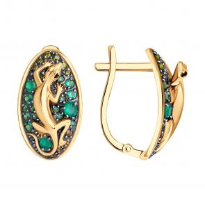 Золотые серьги SOKOLOV с фианитом и агатом 727939 фото