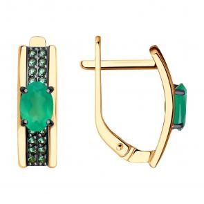 Золотые серьги SOKOLOV с фианитом и агатом 727966 фото