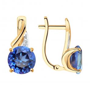 Золотые серьги SOKOLOV с фианитом и топазом Swarovski 728040 фото