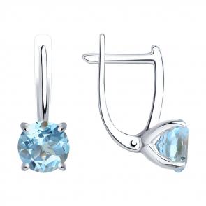 Серьги из белого золота SOKOLOV с топазом 728062-3 фото