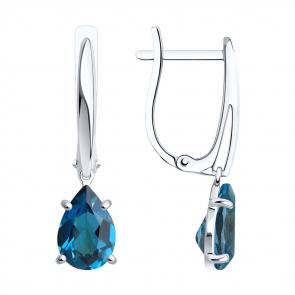 Серьги из белого золота SOKOLOV с Лондон топазом 728089-3 фото