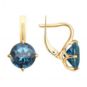 Золотые серьги SOKOLOV с Лондон топазом 728108 фото