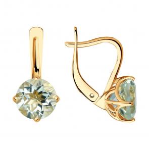 Золотые серьги SOKOLOV с празиолитом 728116 фото