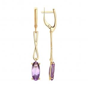 Золотые серьги SOKOLOV с аметистом 728174 фото