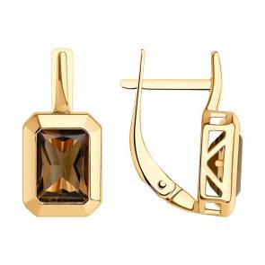 Золотые серьги SOKOLOV с раухтопазом 728176 фото