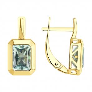 Серьги из лимонного золота SOKOLOV с празиолитом 728177-2 фото