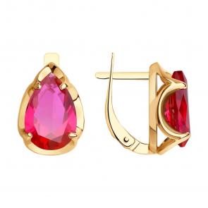 Золотые серьги SOKOLOV с рубиновым корундом 728212 фото