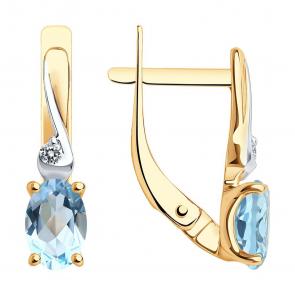 Золотые серьги SOKOLOV с топазом и фианитом 728222 фото