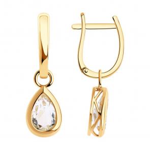 Золотые серьги-трансформеры SOKOLOV с горным хрусталем 728229 фото