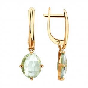 Золотые серьги SOKOLOV с празиолитом 728232 фото