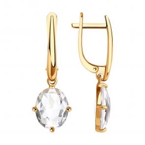 Золотые серьги SOKOLOV с горным хрусталём 728233 фото