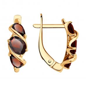 Золотые серьги SOKOLOV с гранатом 728241 фото