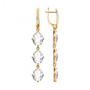 Золотые серьги SOKOLOV с горным хрусталём 728243 фото