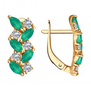 Золотые серьги SOKOLOV с фианитом и агатом 728301 фото