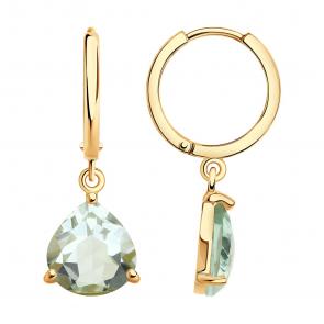 Золотые серьги SOKOLOV с празиолитом 728302 фото