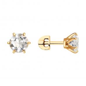 Золотые серьги SOKOLOV с горным хрусталём 728318 фото