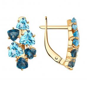 Золотые серьги SOKOLOV с топазом и Лондон топазом 728326 фото