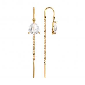 Золотые серьги SOKOLOV с горным хрусталём 728332 фото