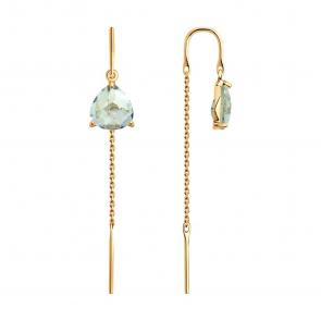 Золотые серьги SOKOLOV с празиолитом 728365 фото