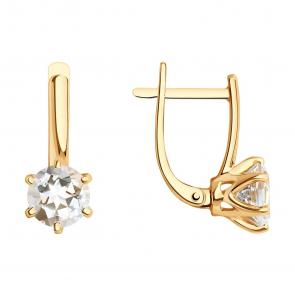 Золотые серьги SOKOLOV с горным хрусталём 728370 фото