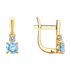 Золотые серьги SOKOLOV с топазом и фианитом 728373 фото