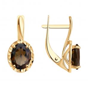 Золотые серьги SOKOLOV с раухтопазом 728374 фото