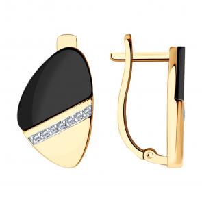 Золотые серьги SOKOLOV с фианитом и агатом 728385 фото