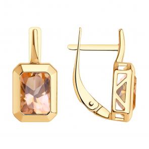 Золотые серьги SOKOLOV с топазом Swarovski 728398 фото