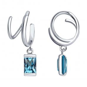 Серьги из белого золота SOKOLOV с Лондон топазом 728412-3 фото