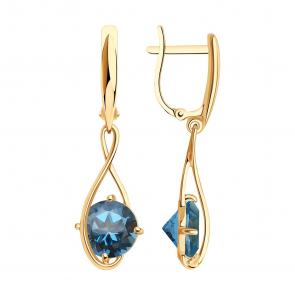 Золотые серьги SOKOLOV с Лондон топазом 728418 фото
