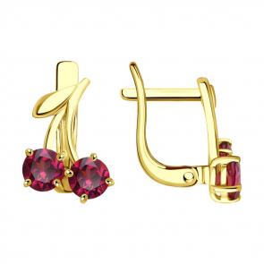 Серьги из лимонного золота SOKOLOV с родолитом 728479-2 фото