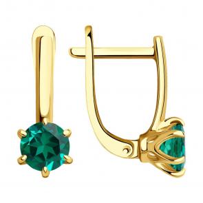 Серьги из лимонного золота SOKOLOV с гидротермальным изумрудом 728550-2 фото