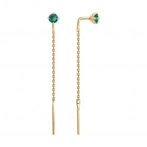 Золотые серьги SOKOLOV с гидротермальным изумрудом 728566 фото