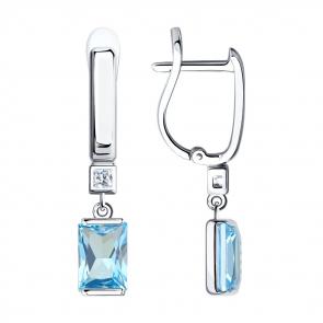 Серьги из белого золота SOKOLOV с топазом и фианитом 728596-3 фото