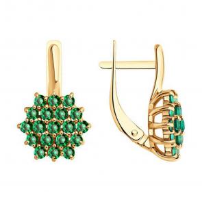 Золотые серьги SOKOLOV с гидротермальным изумрудом 728622 фото