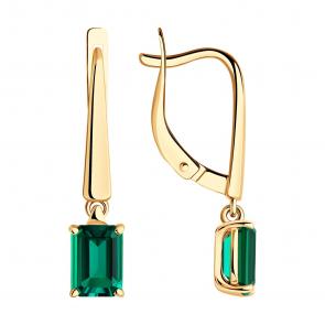 Золотые серьги SOKOLOV с гидротермальным изумрудом 728640 фото