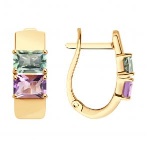 Золотые серьги SOKOLOV с аметистом и празиолитом 728652 фото
