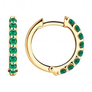 Золотые серьги SOKOLOV с гидротермальным изумрудом 728661 фото