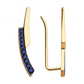 Золотые серьги SOKOLOV с сапфировым корундом 728662 фото