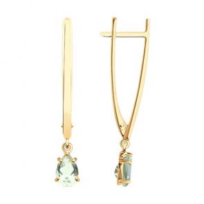 Золотые серьги SOKOLOV с празиолитом 728681 фото