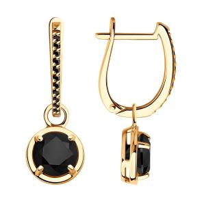 Золотые серьги-трансформеры SOKOLOV с агатом и шпинелью 728707 фото