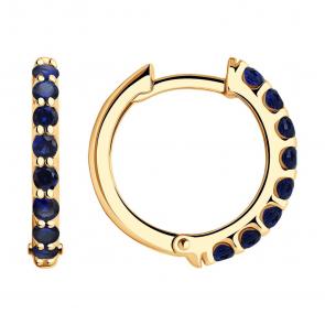 Золотые серьги SOKOLOV с сапфировым корундом 728728 фото