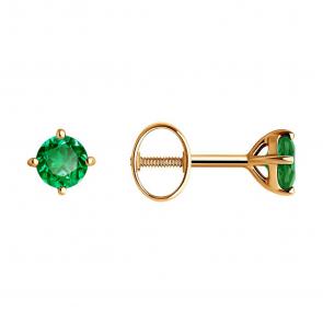 Золотые серьги SOKOLOV с гидротермальным изумрудом 728735 фото