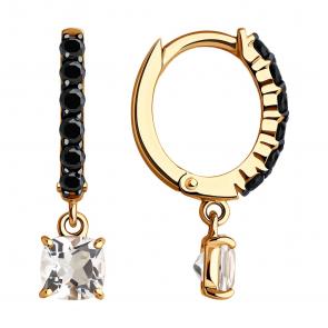 Золотые серьги SOKOLOV с горным хрусталём и шпинелью 728748 фото